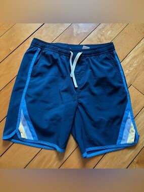 Navy Blue Fair Harbor Swim Shorts with built in liner shorts